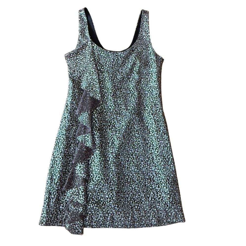 Guess Brown Silver Metallic Knit Sleeveless Mini Dress Size 5 Party Club Y2K - Picture 10 of 14